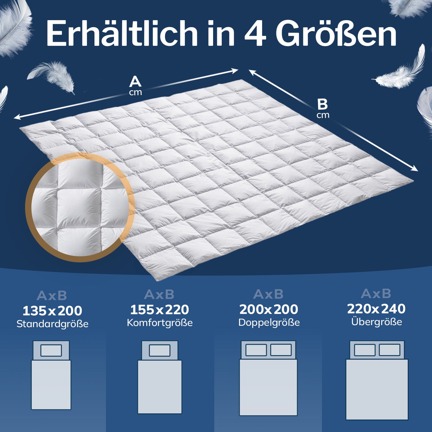 Daunen Bettdecke mit Federn