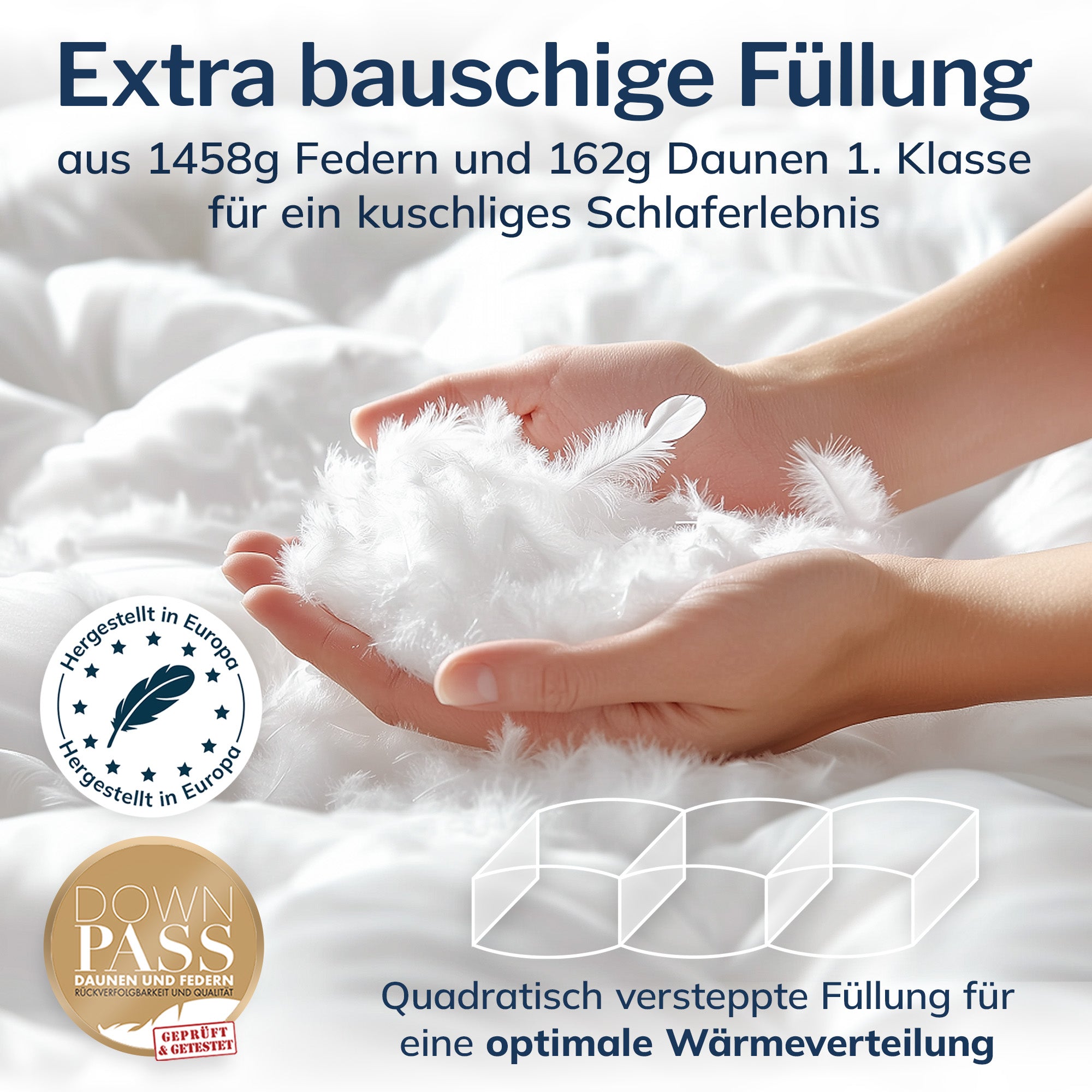Daunen Bettdecke mit Federn | Extra weich und DownPass-zertifiziert